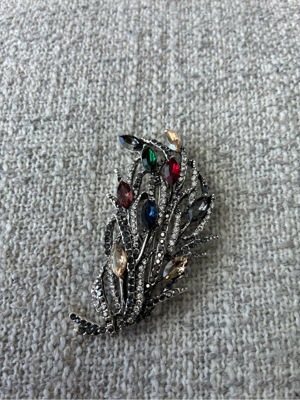 Multicolor Crystal Leaf Brooch - Women's Jewelry